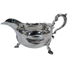 Antique English Sterling Silver Gravy Boat in Traditional Georgian Style