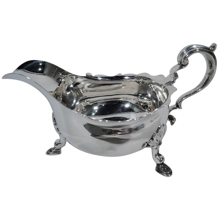 Antique English Sterling Silver Gravy Boat in Traditional