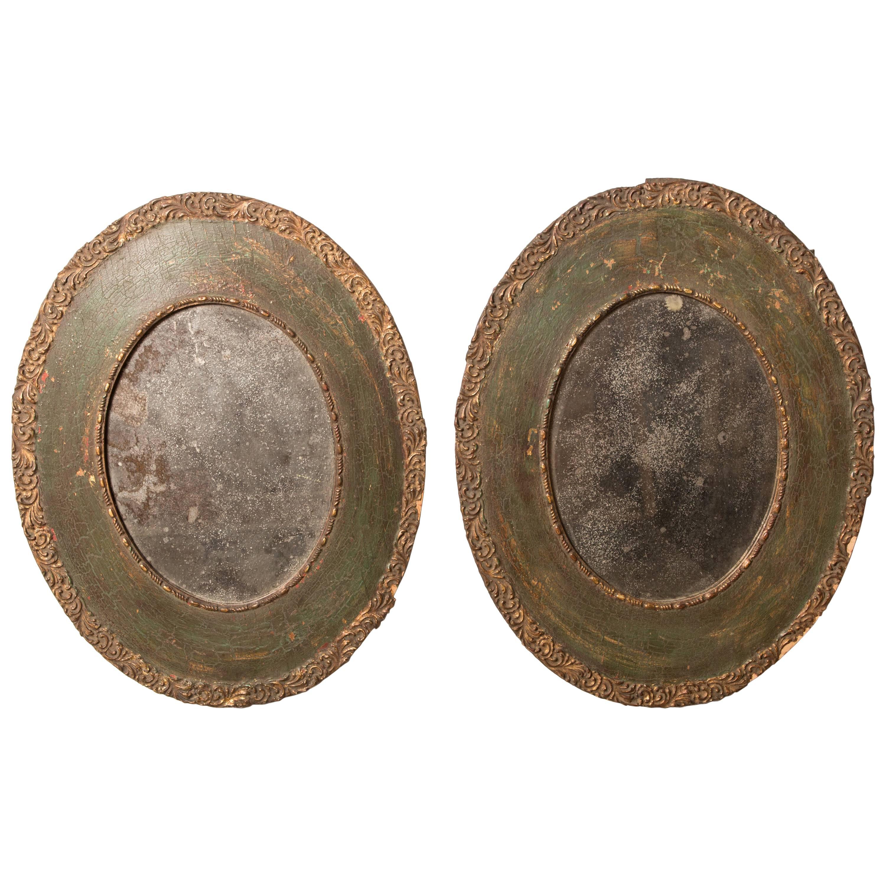 Pair of 19th-Century Antique Oval Mirrors