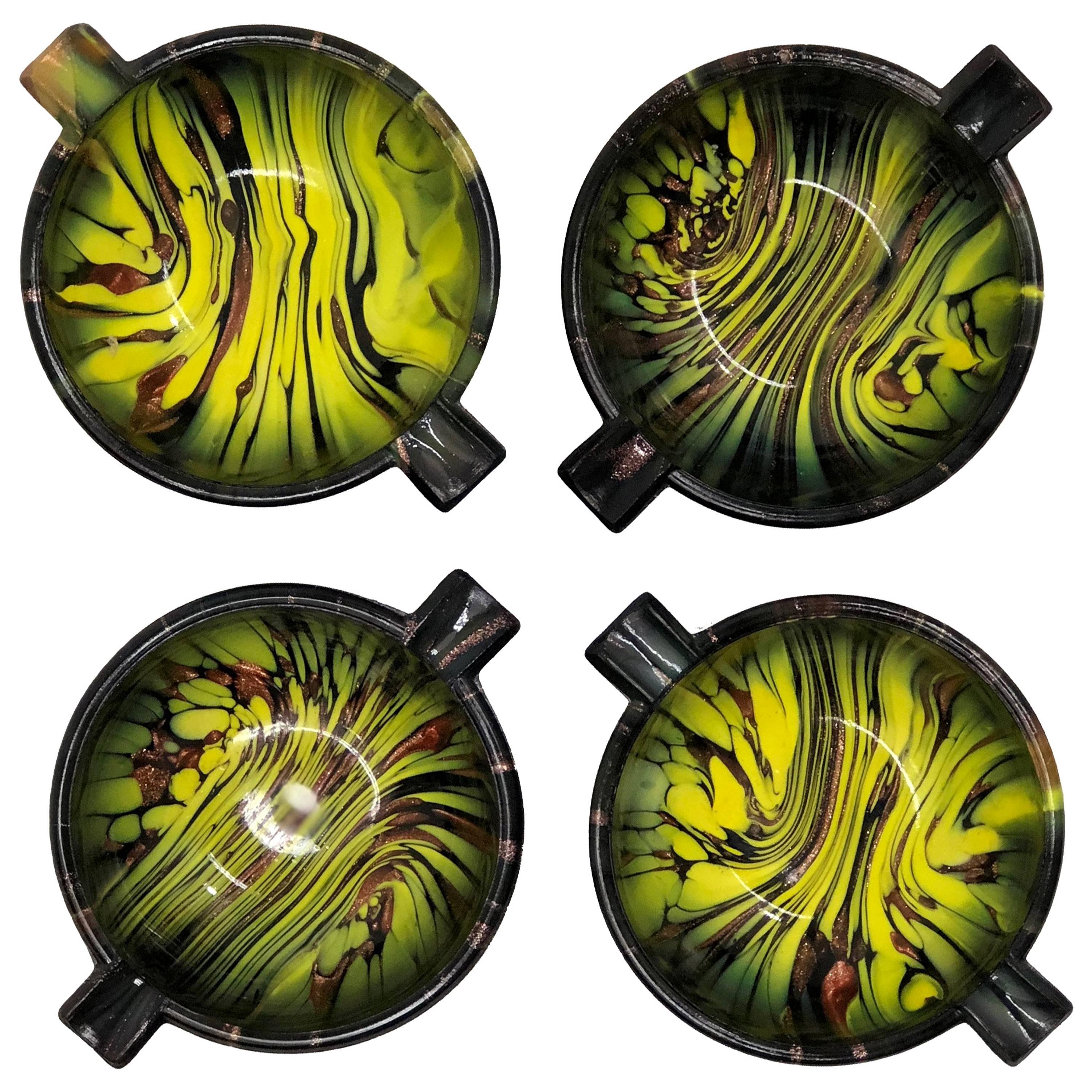 Mid-Century Murano Glass Palm-Size Ashtrays