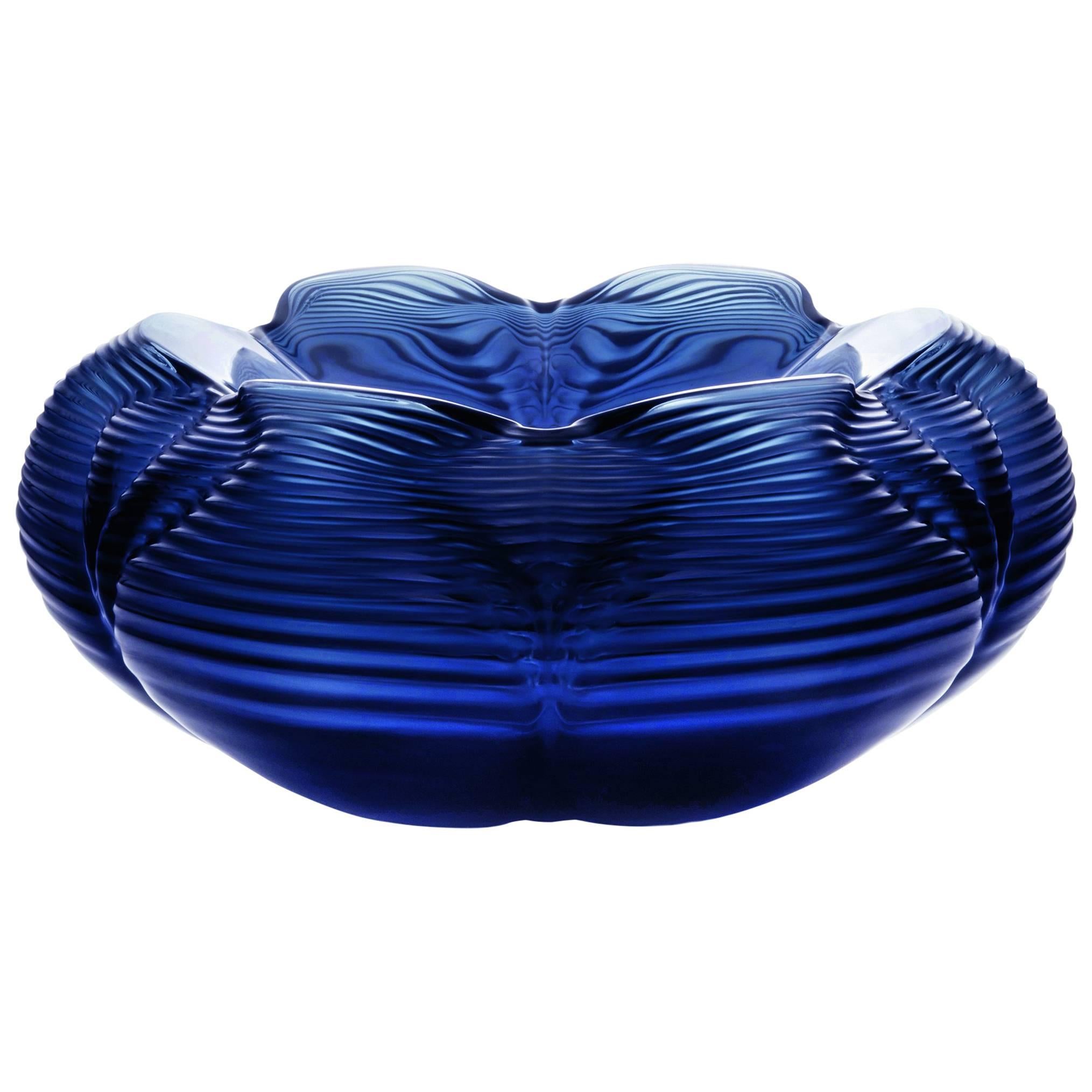 Lalique Zaha Hadid Fontana Bowl Midnight Blue Crystal Numbered Edition