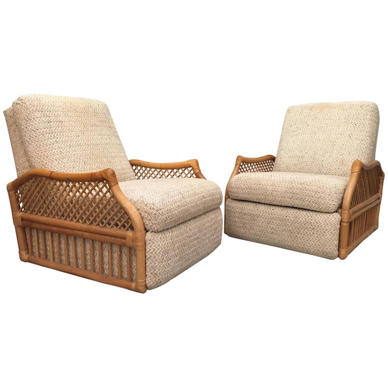 Vintage "Wallaway" Rattan Recliners by Berkline at 1stDibs berkline