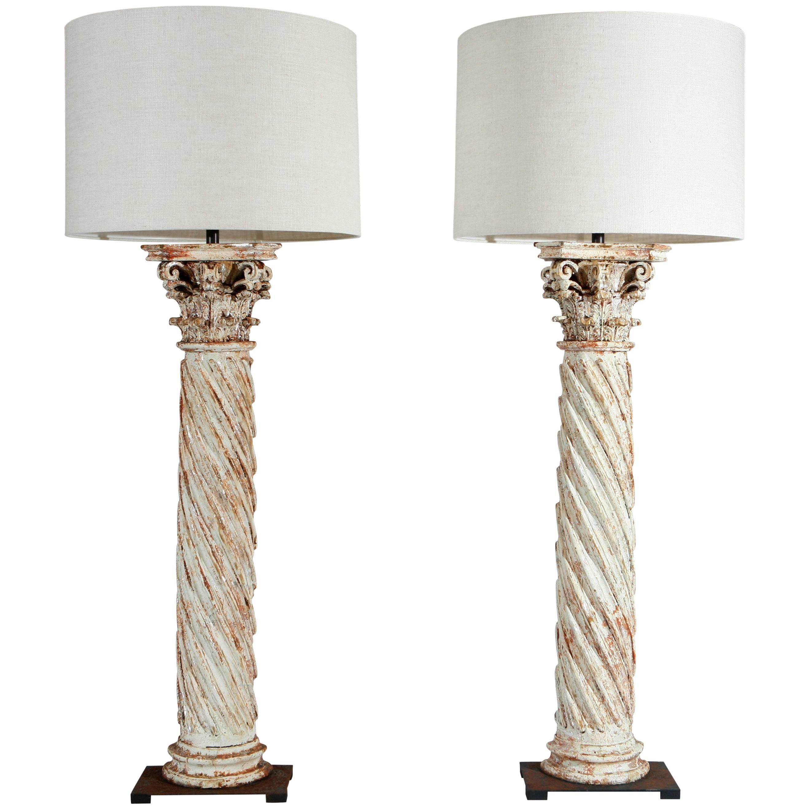 Pair of Half Column Floor Lamps For Sale at 1stDibs