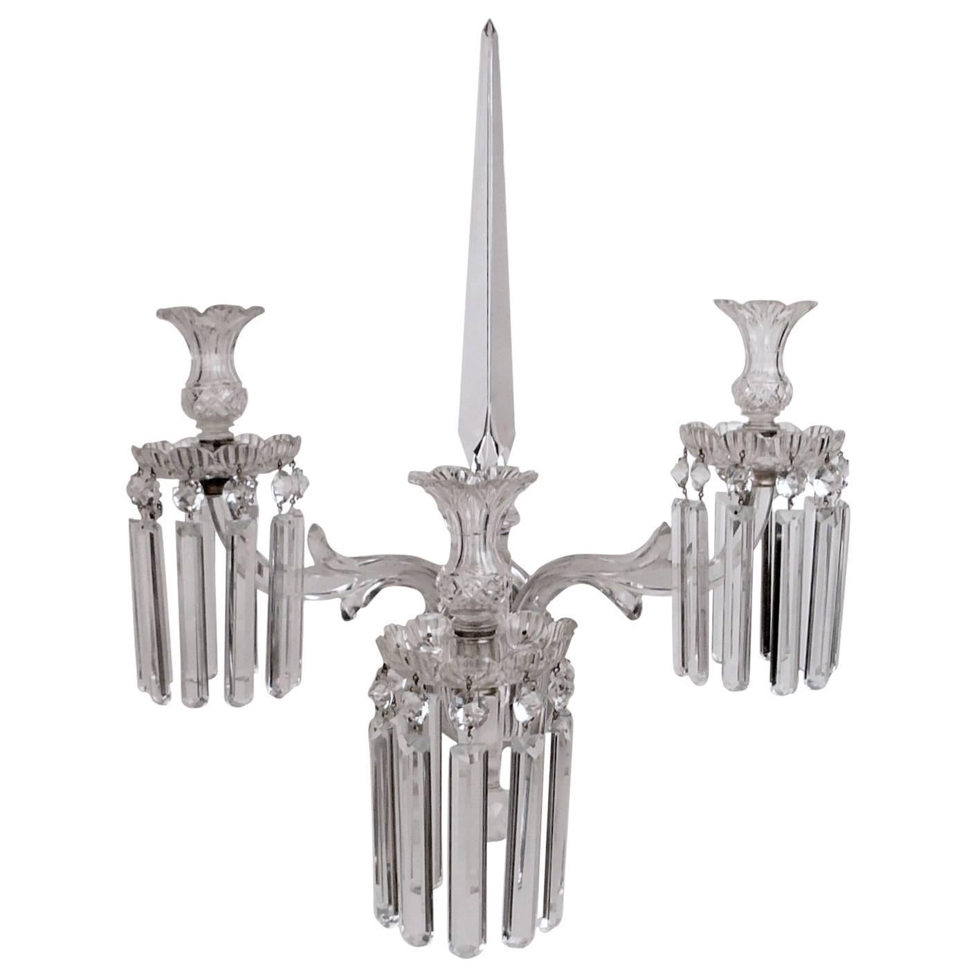 Large Scale 19th Century English Cut Crystal Single Sconce
