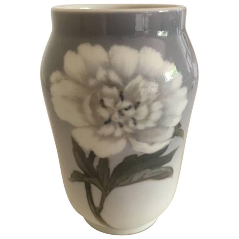 Royal Copenhagen Vase #92/108 Motif with White Peony For Sale