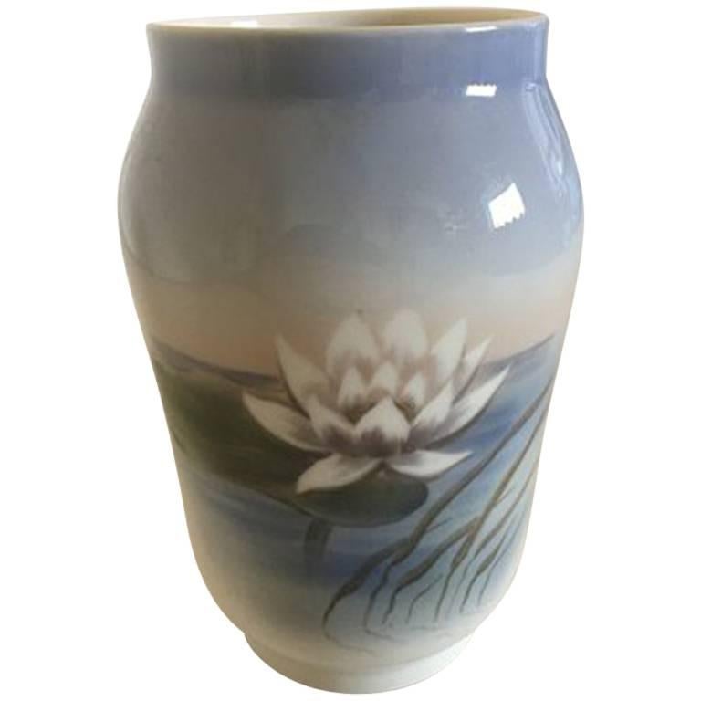 Royal Copenhagen Vase #2669/108 with Water Lily Motif For Sale