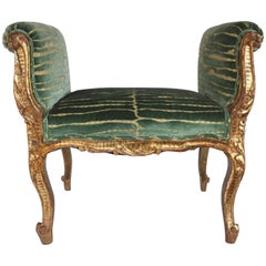 19th Century Italian Upholstered Gilt Bench