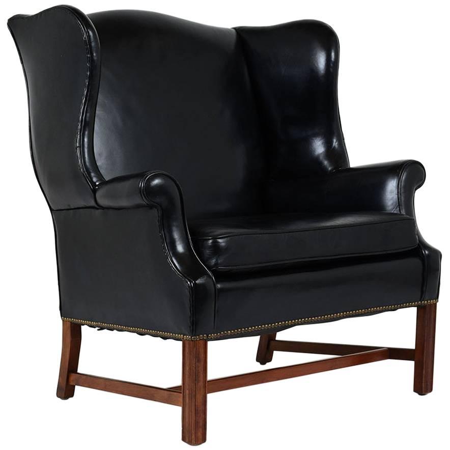 Early 20th Century English Regency-style Wingback Leather Chair