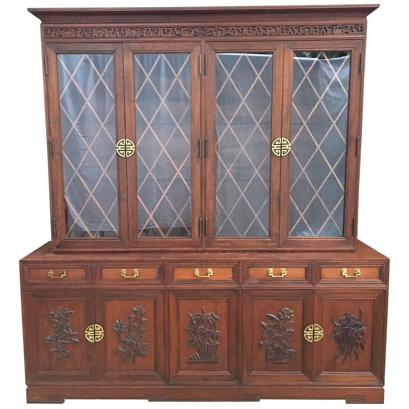 Asian Chinoiserie China Cabinet Hutch by Ricardo Lynn