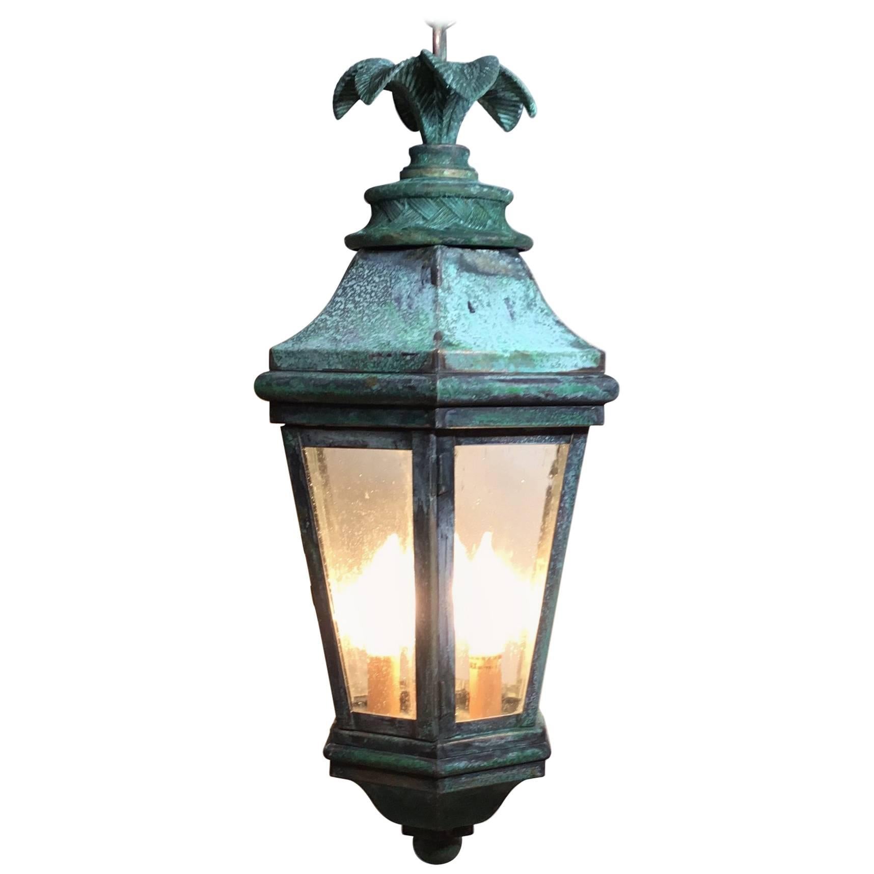 Bronze and Brass Hanging Lantern at 1stdibs