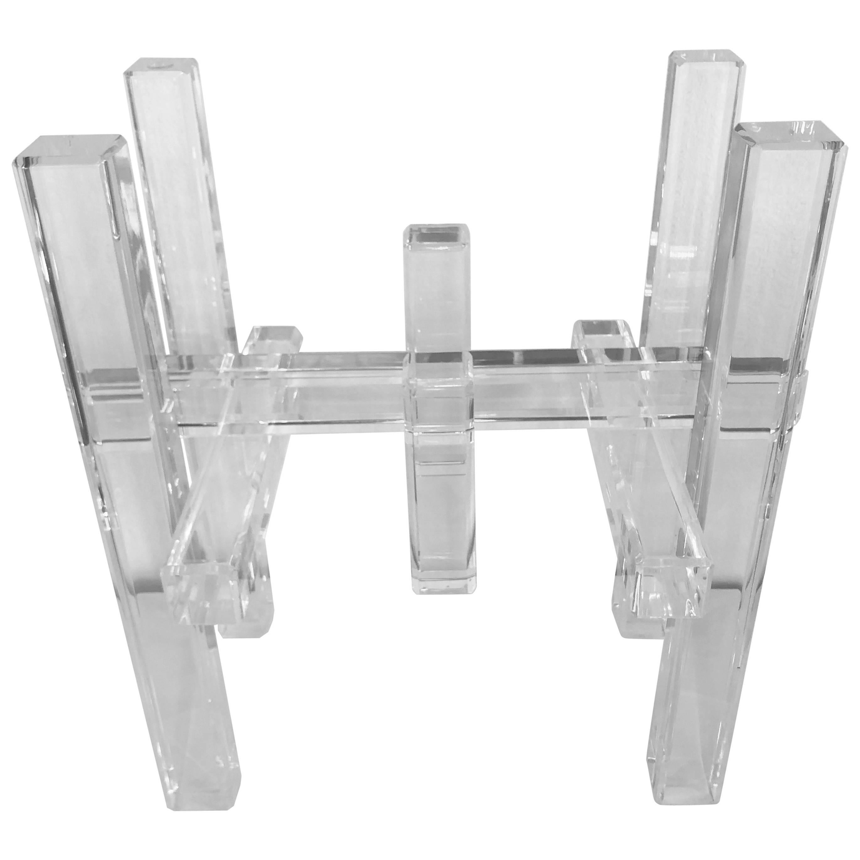 Lucite Skyscraper End Side Table Architectural Column Hollywood Regency