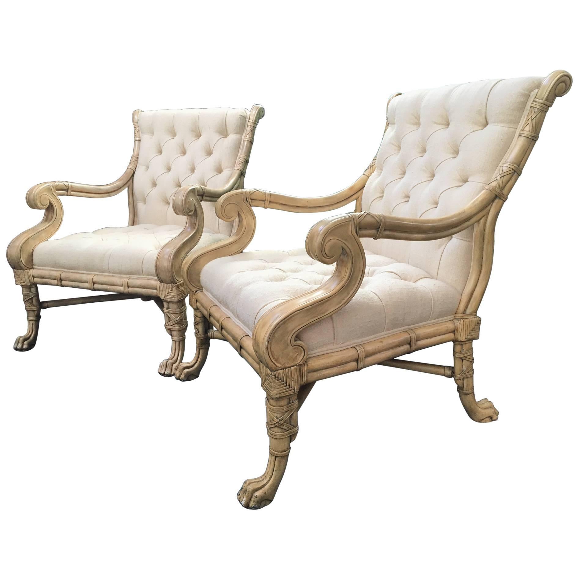 Maitland-Smith Bamboo Claw Foot Chairs