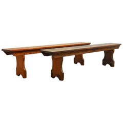 Pair of 19th Century English Pine School Benches