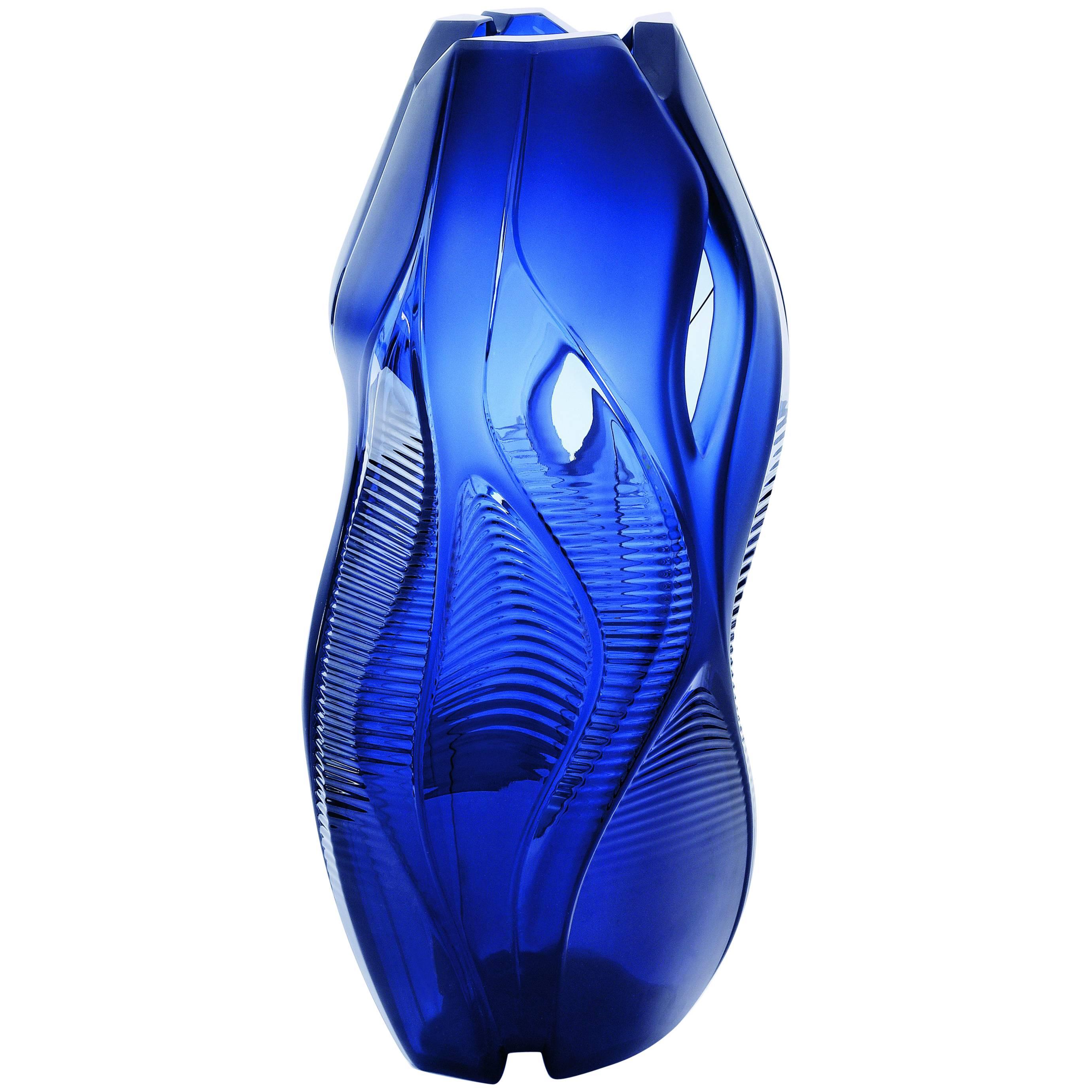 Lalique Zaha Hadid Manifesto Vase Midnight Blue Crystal Numbered Edition