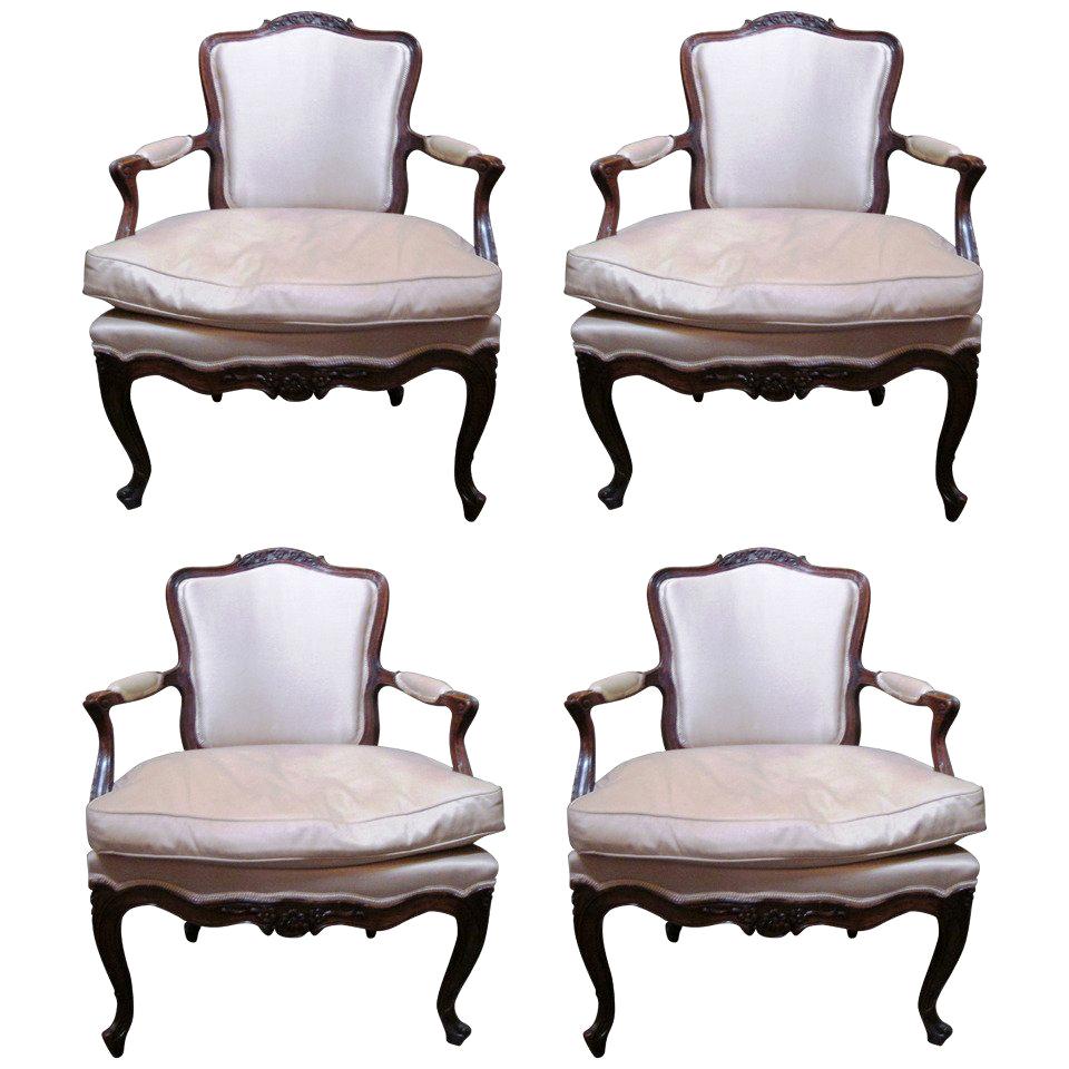 Set of Four 18th Century Italian Rococo Armchairs