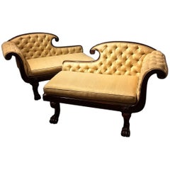 Pair of Diminutive Chaise Lounges in the Méridienne or "Fainting Couch" Style