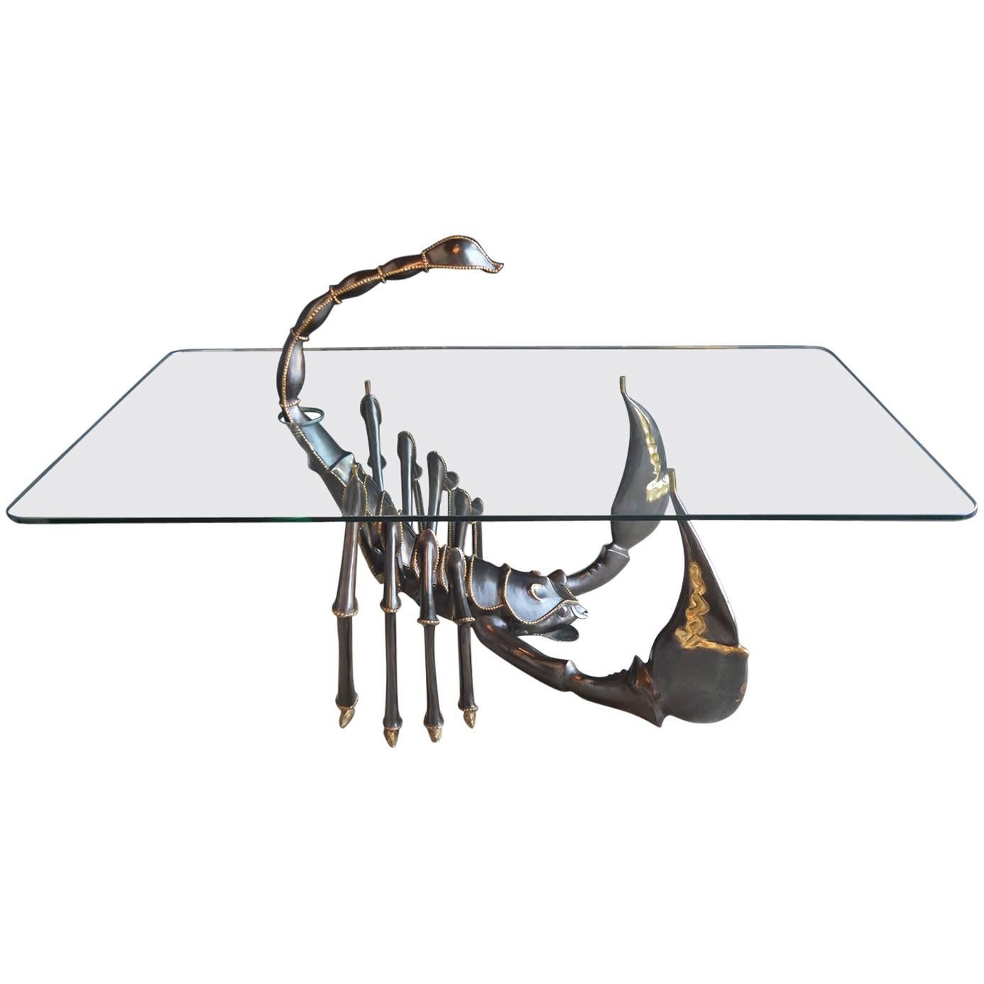 Brass Scorpion Coffee Table Attributed to Jacques Duval