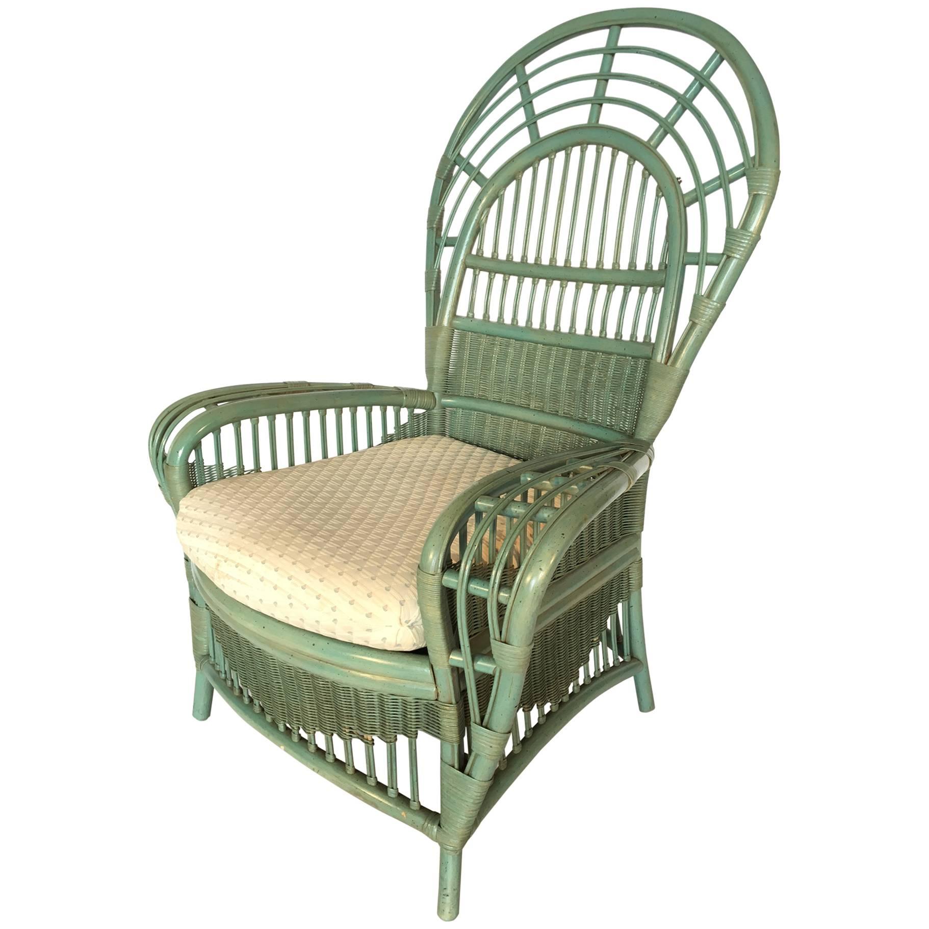 Ficks Reed Rattan Bamboo Fan Back Armchair