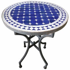 24" Blue / White Moroccan Mosaic Table - CR4