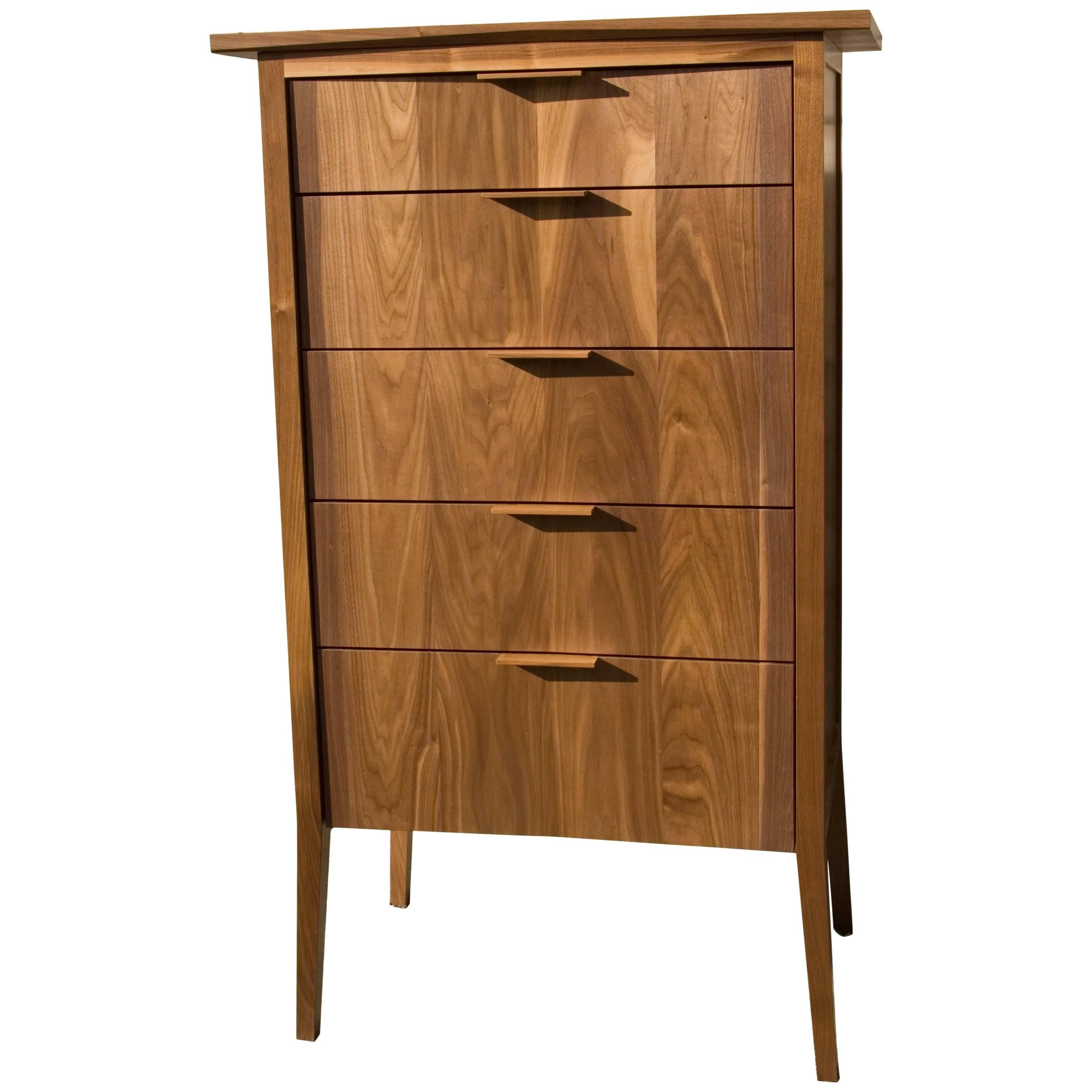 Dresser, Storage, 5 Drawers, Modern, Hardwood, Walnut, Customizable, Semigood