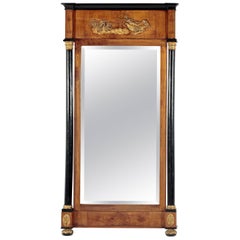 Used Fruitwood and Ebonized Parcel Gilt Neoclassical Pier Mirror