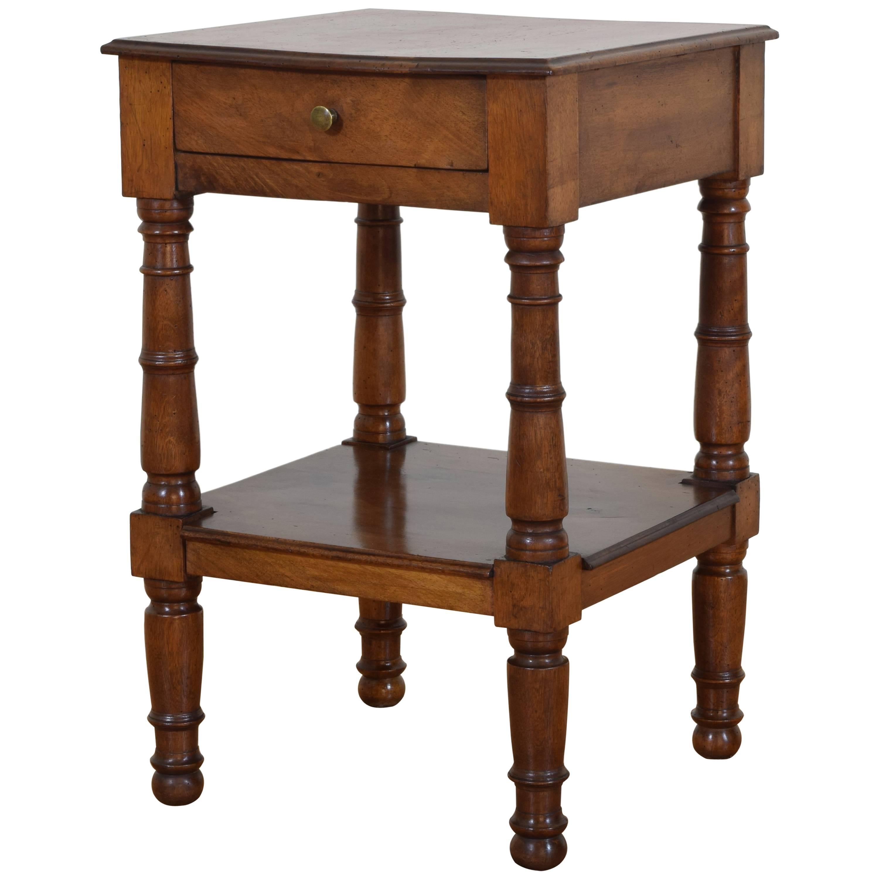 French Walnut Louis Philippe Two Tier Side Table, ca. 1840