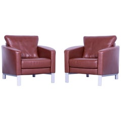 Rolf Benz 1200 Designer Armchair Set Leather Brown One Seat Couch Modern