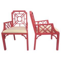 Lilly Pulitzer Pink Chinese Chippendale Chairs
