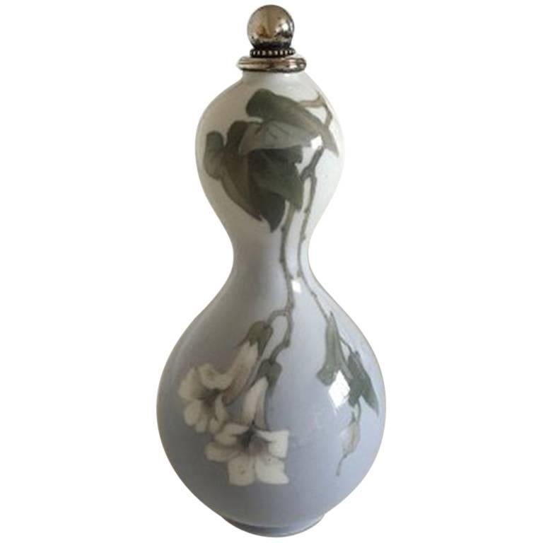 Royal Copenhagen Art Nouveau Silver Mounted Gourd Shaped Vase #43/121 For Sale