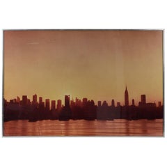 Vintage New York City Sunset or Sunrise Skyline Portrait