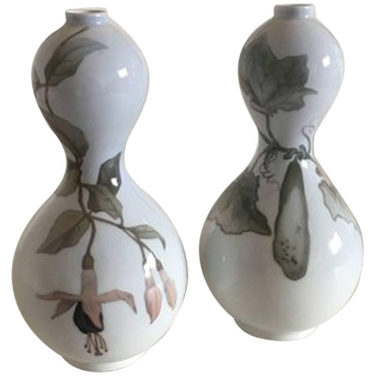 Royal Copenhagen Art Nouveau Pair of Gourd Shaped Vases #250/121 For Sale