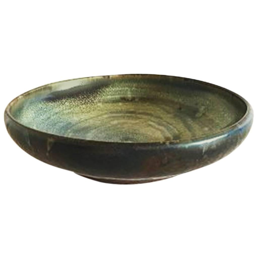 Bing & Grondahl Unique Stoneware Bowl by Lotte Lindahl #C79 For Sale