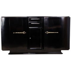 Art Deco Black Piano Lacquer Sideboard, circa 1930 Art Deco Black Piano Lacquer Sideboard, circa 1930