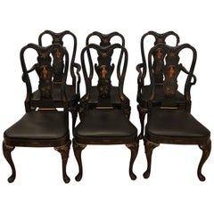 Retro Drexel Heritage Chinoiserie Dining Room Chairs, Set of Six