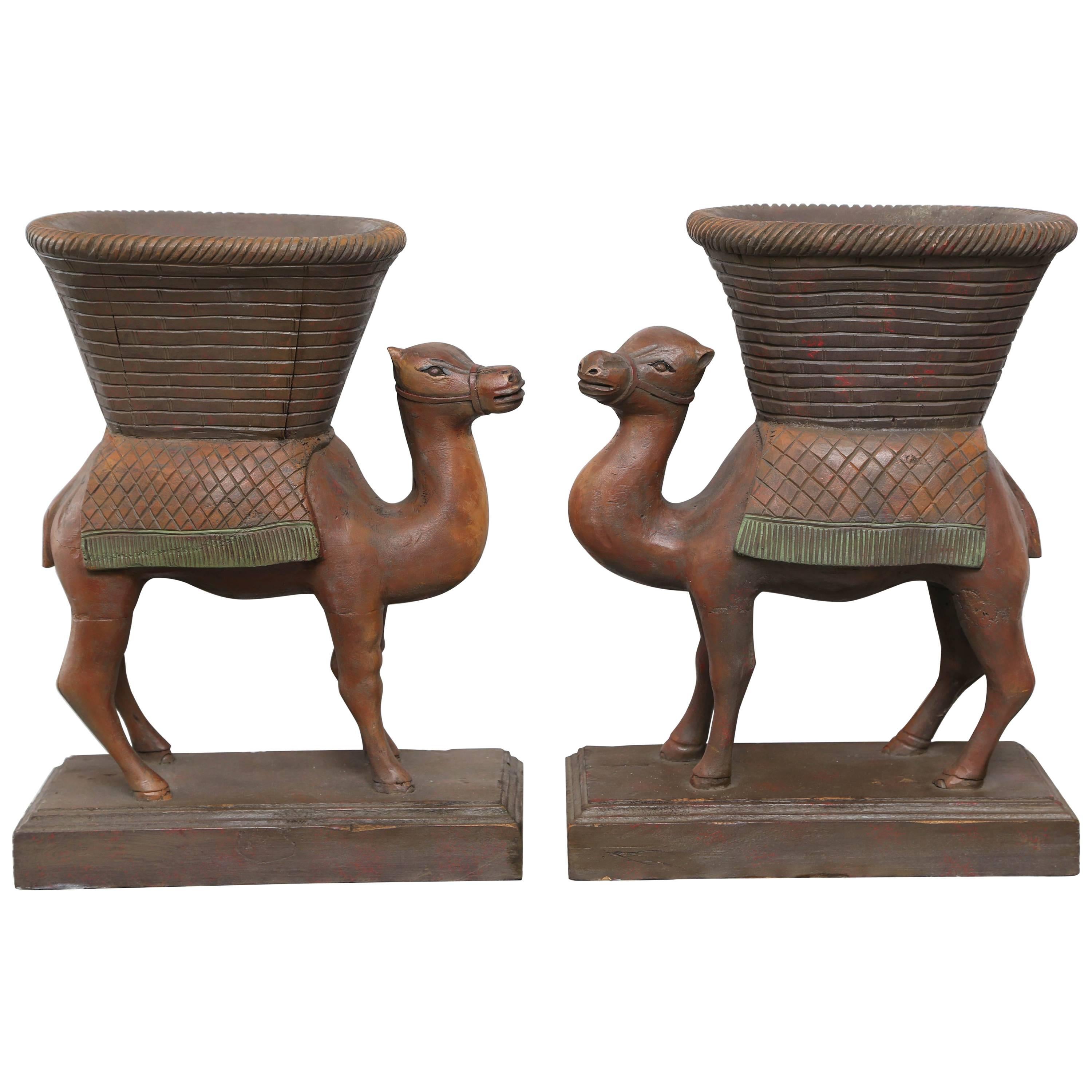 Superb Pair of Anglo-Indian Camel Form Jardinières