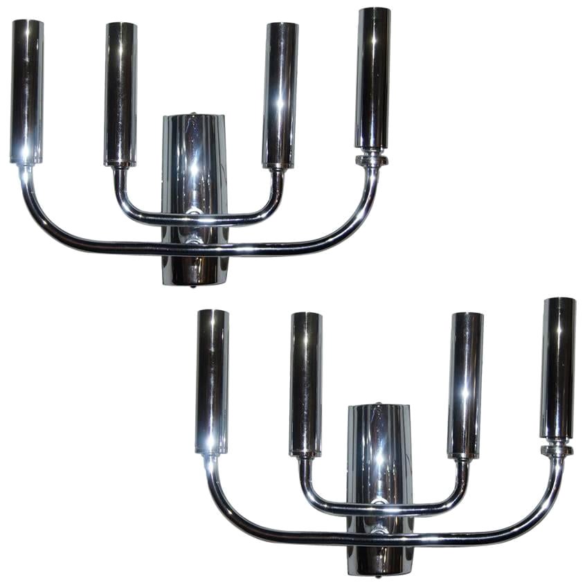 Pair of Nickel Plated Sconces