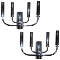 Vintage Pair of Nickel Plated Sconces