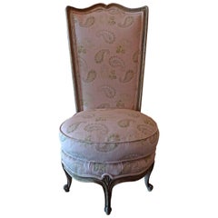 Antique French 19th Century Gold Painted Boudoir Upholstered Chair with New Fabric