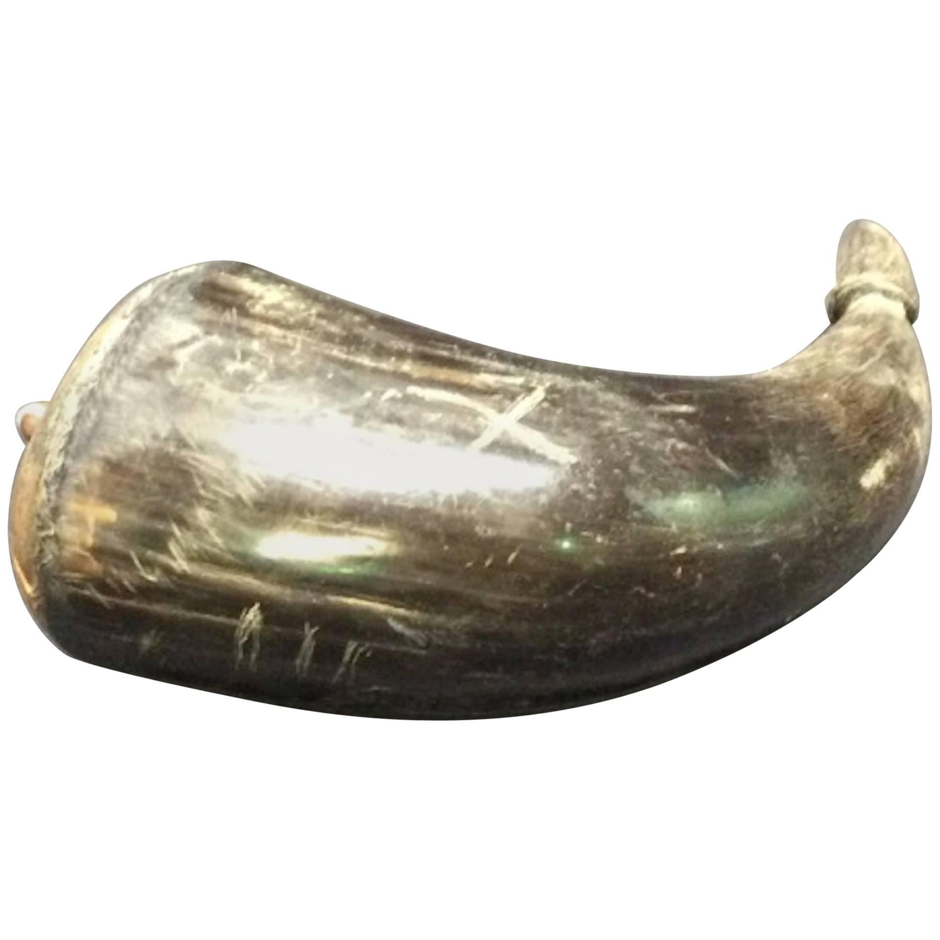 Early Buffalo Horn Powder Flask For Sale