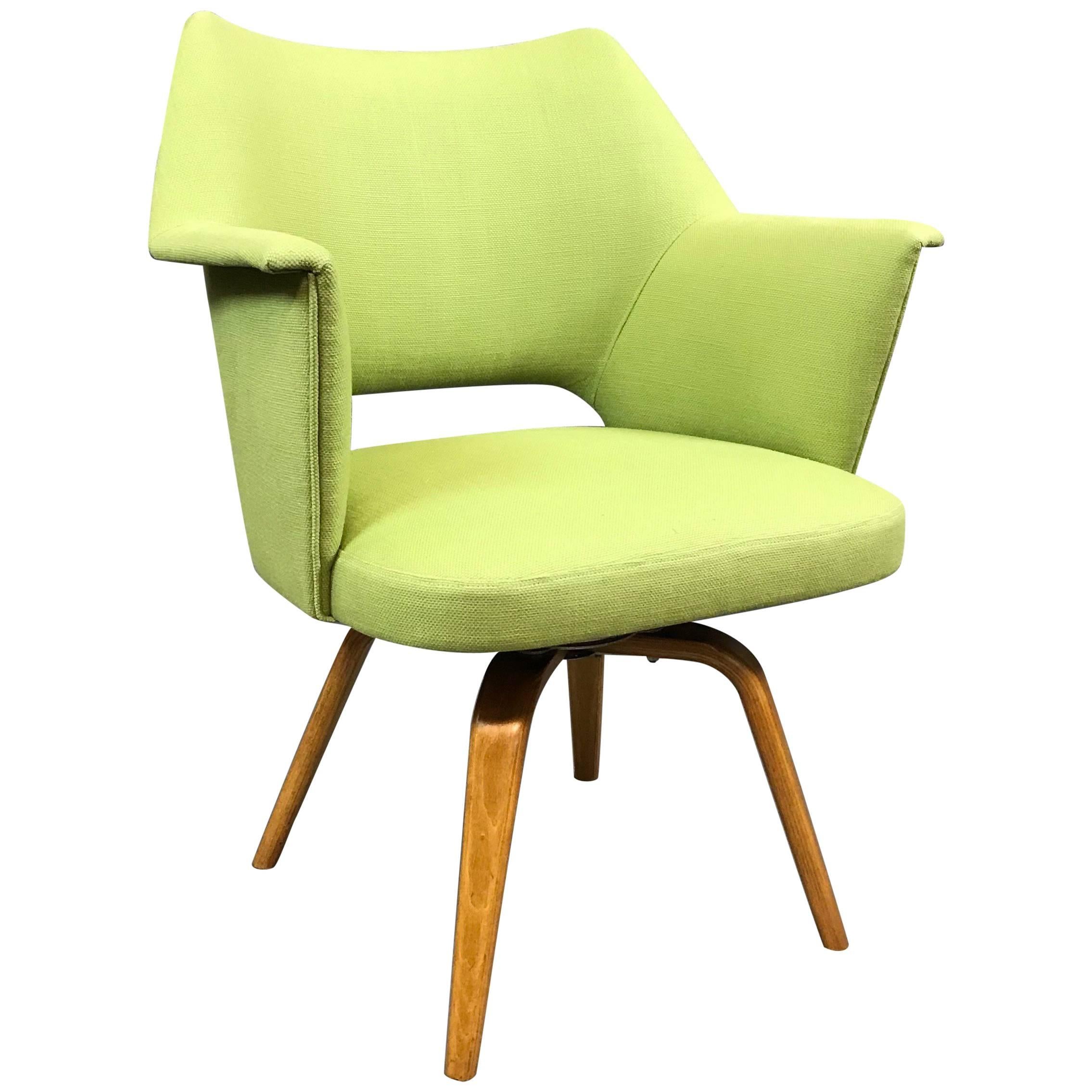 Mid-Century Modern Upholstered Swivel Armchair by Thonet