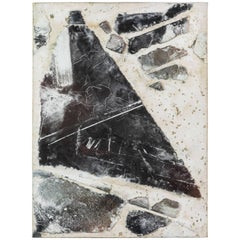 Pintura abstracta de técnica mixta con textura, años 90