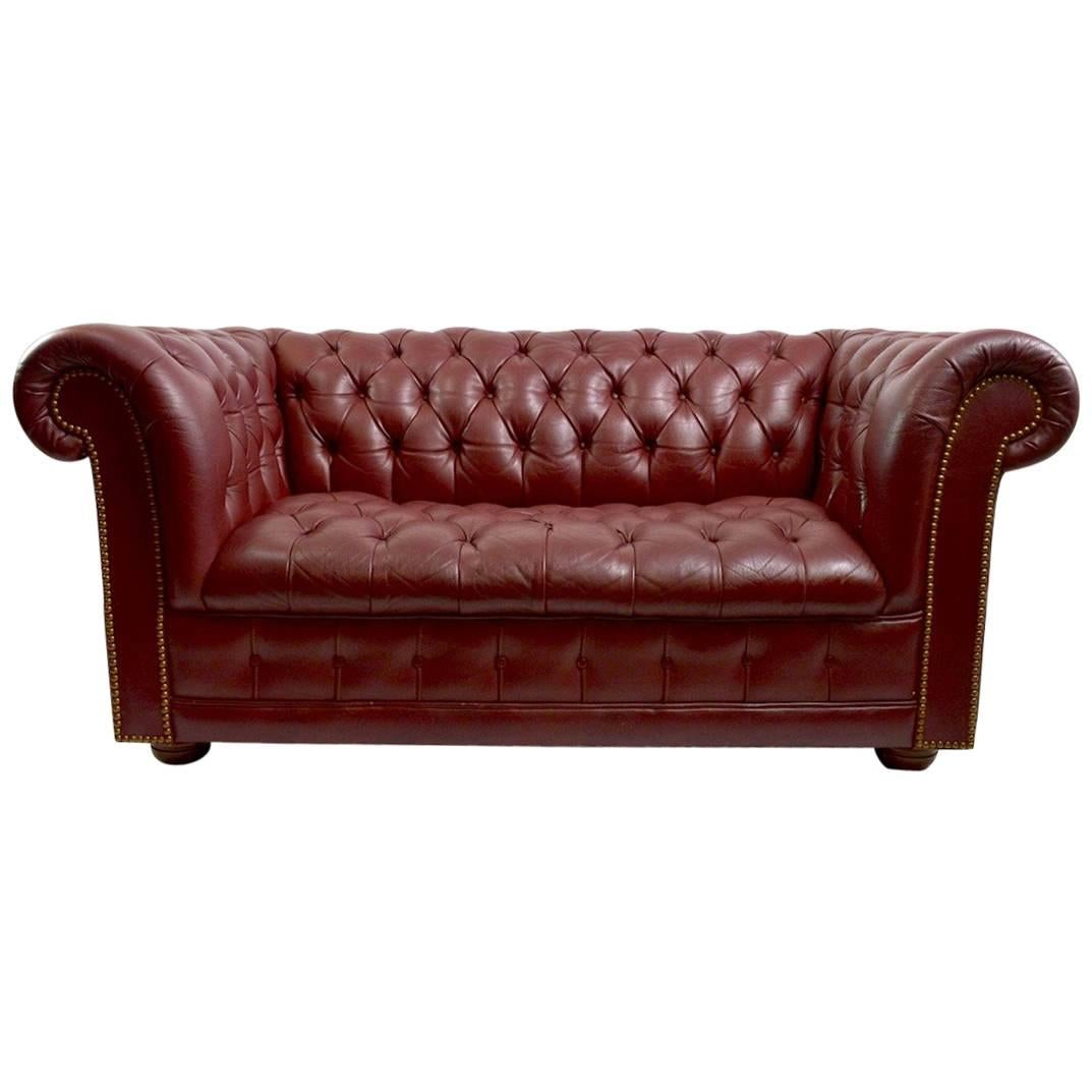 Burgundy Leather Chesterfield Sofa Loveseat