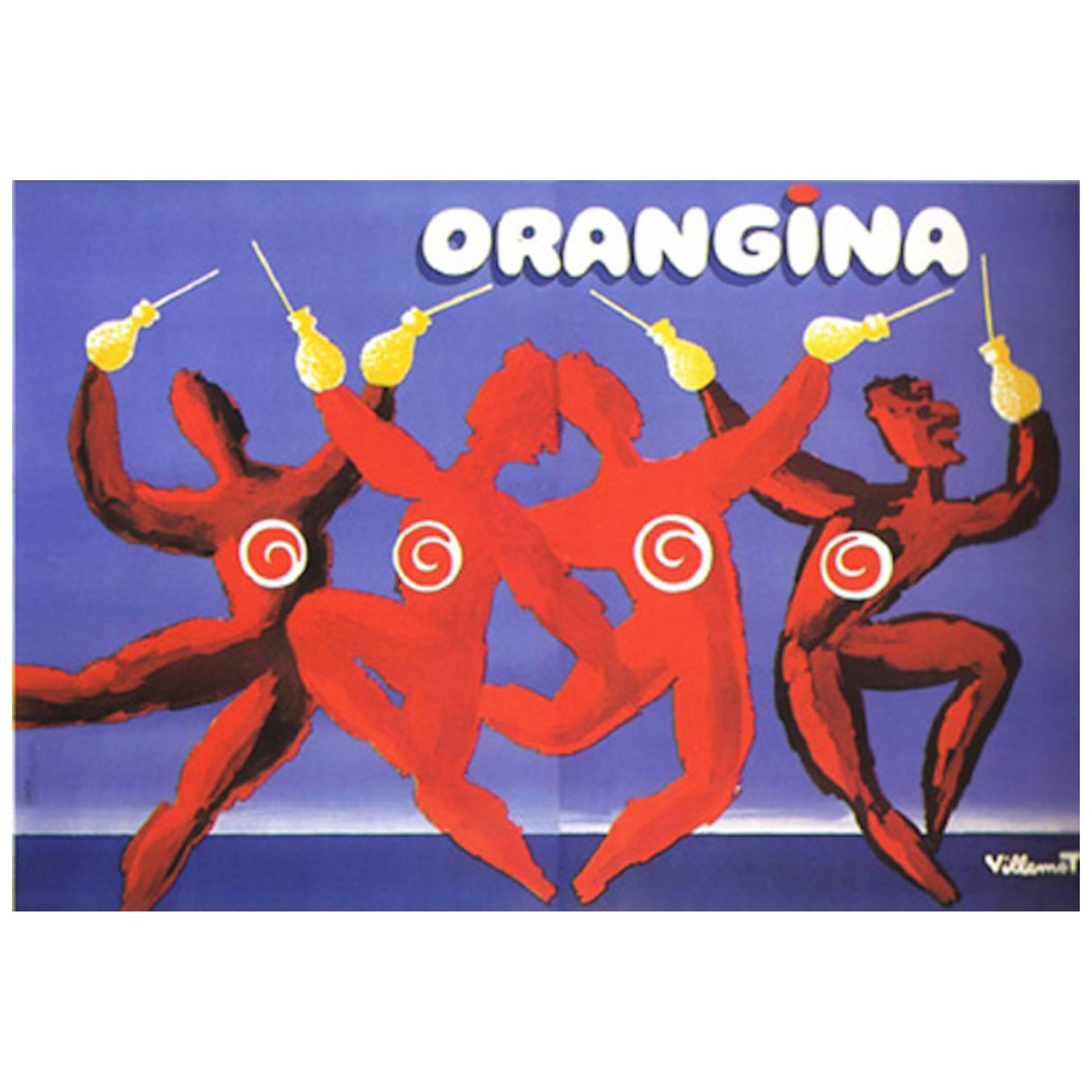 Original Vintage Poster Orangina Dance Bernard Villemot 1983 Oversize For Sale