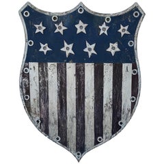 American Folk Art Flag Shield or Sign with Nine Stars