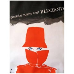 Original Antique Poster Gruau Impermeable Moderne Blizzand Eyes Rene Gruau, 1964