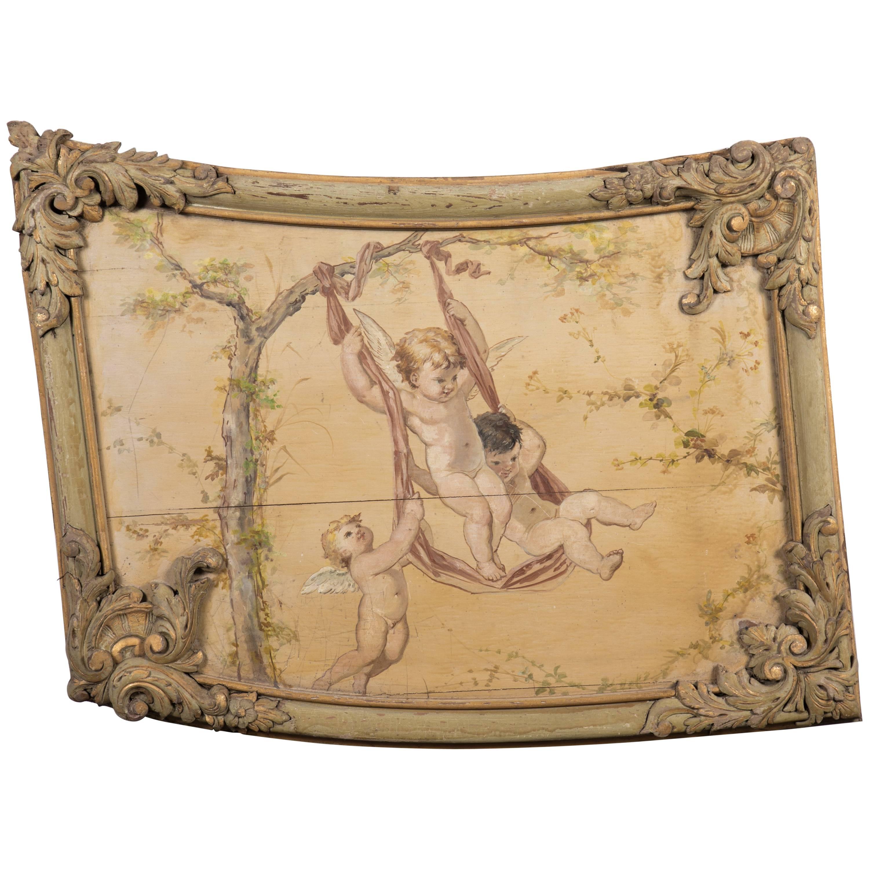 19th Century Louis XV Style Boiserie Panel with Oil Painting For Sale