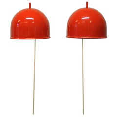 Pair of Orange Wall Lamps Model V-75s from Bergboms, Sweden