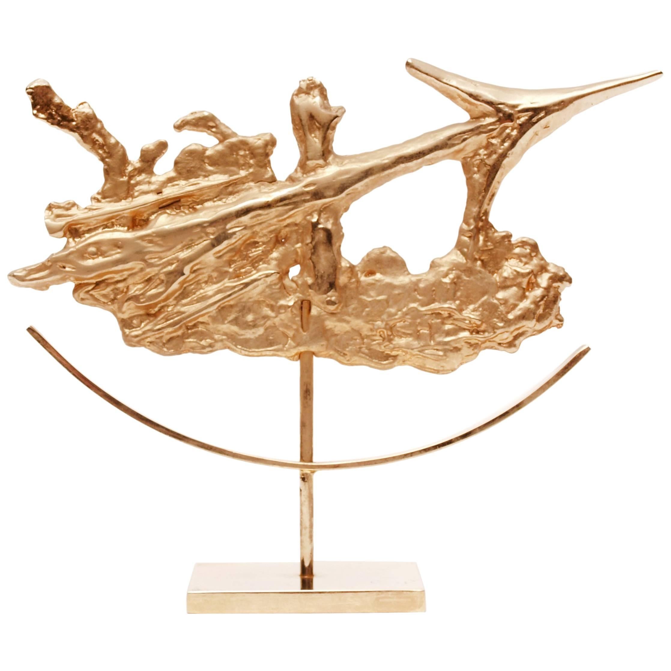 Gilded Sagittarius Zodiac Sculpture by Philippe Cheverny, 1970s