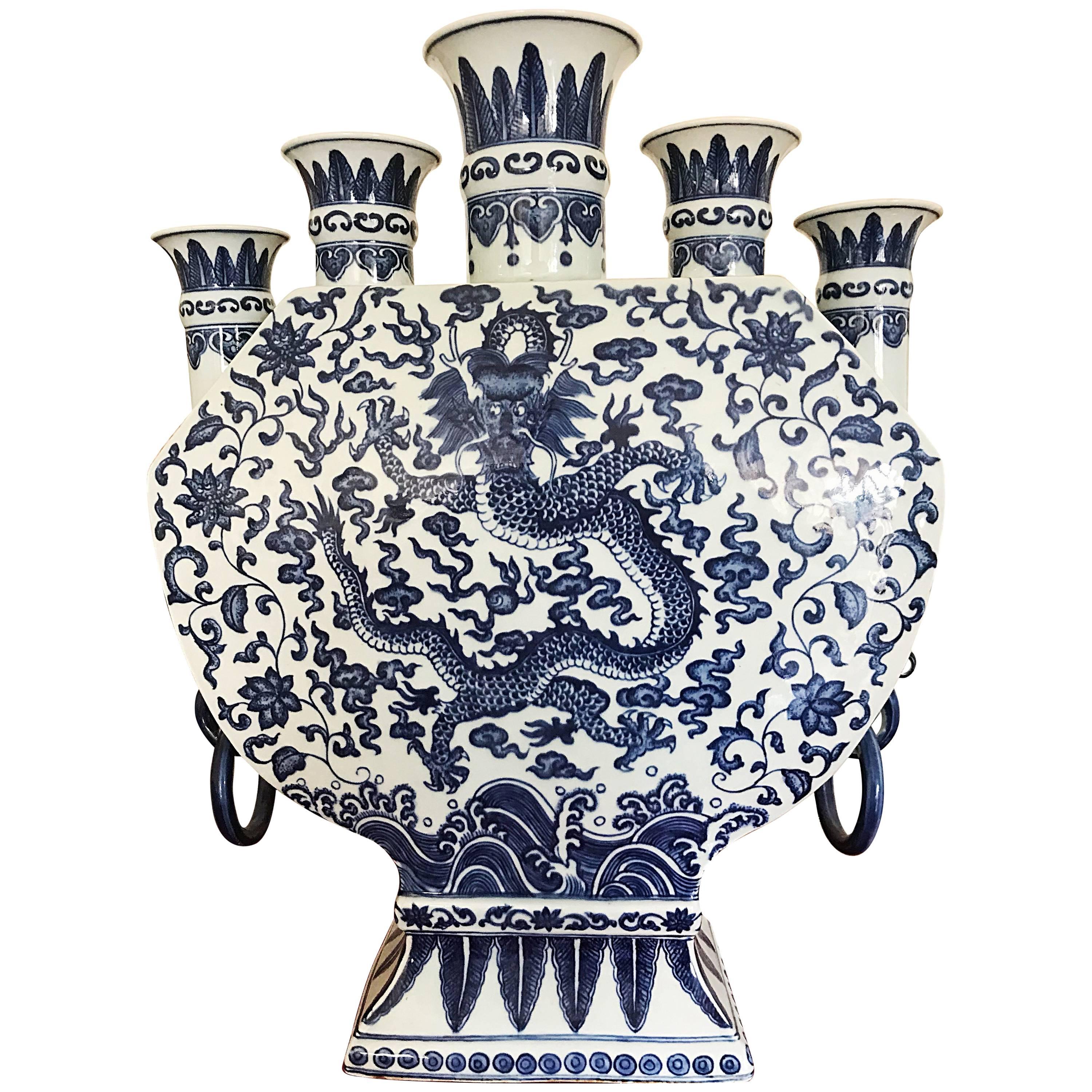 China porcelain vase Blue and White Dragon Bud, 1960