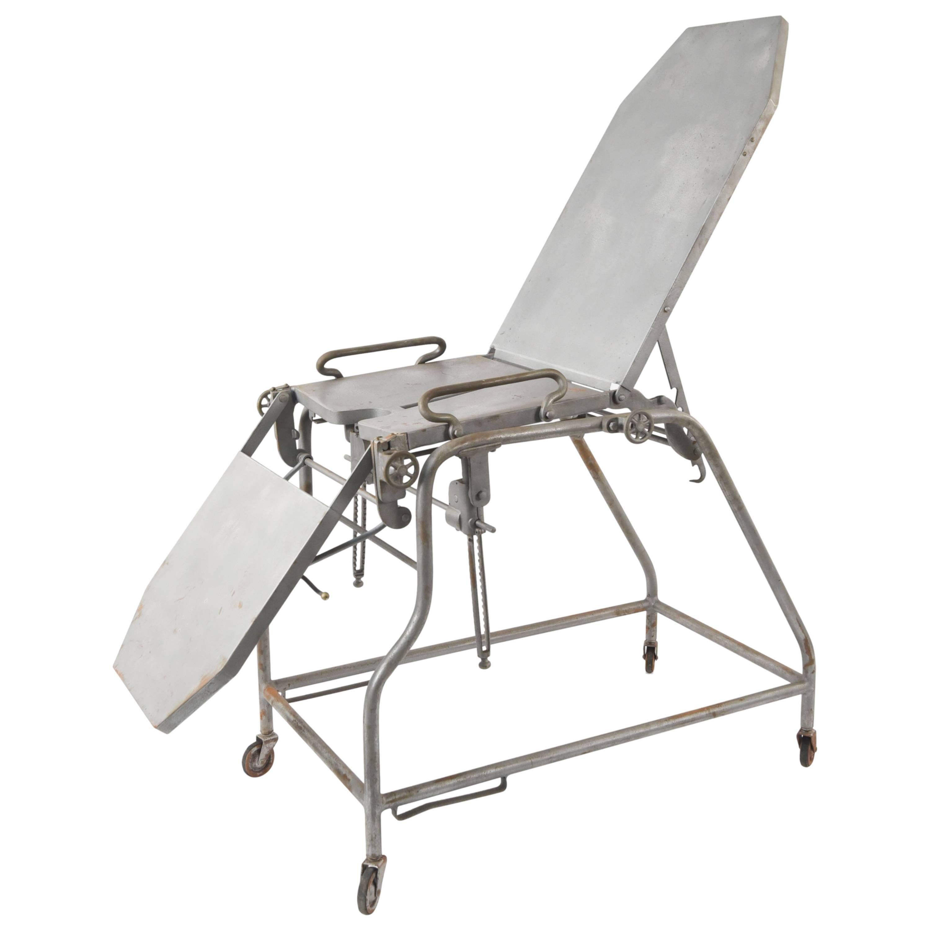 Antique Iron Medical Exam or Operation Chair For Sale